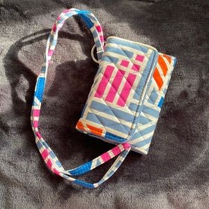 Trifold Vera Bradley Wallet with detachable matching lanyard.